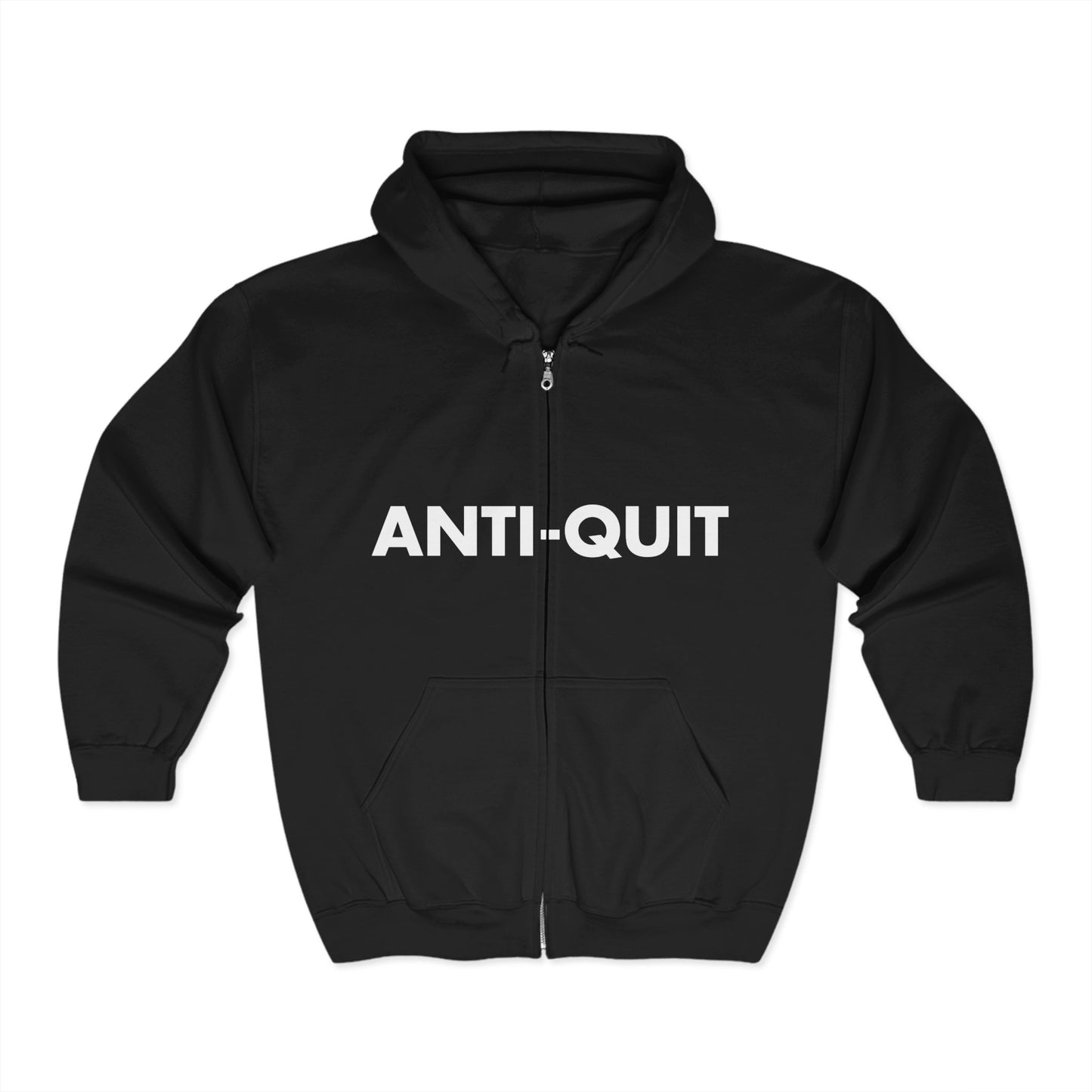 Unisex ‘ANTI-QUIT’ Heavy Blend Zip Hoodie – Motivational Sweatshirt for Everyday Wear
