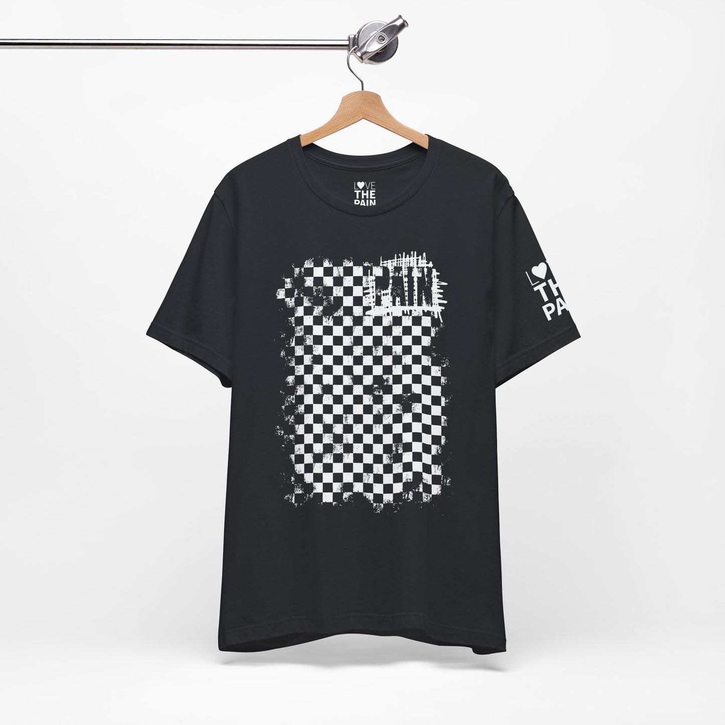 PAIN T-Shirt - Unisex Jersey Short Sleeve Tee with Checkered RAD Design