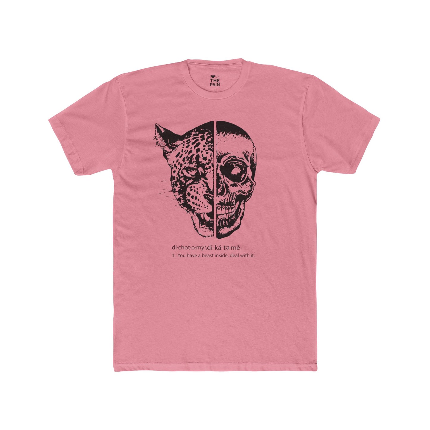 Dichotomy Graphic Unisex Cotton Crew Tee - Edgy Skull & Leopard Design
