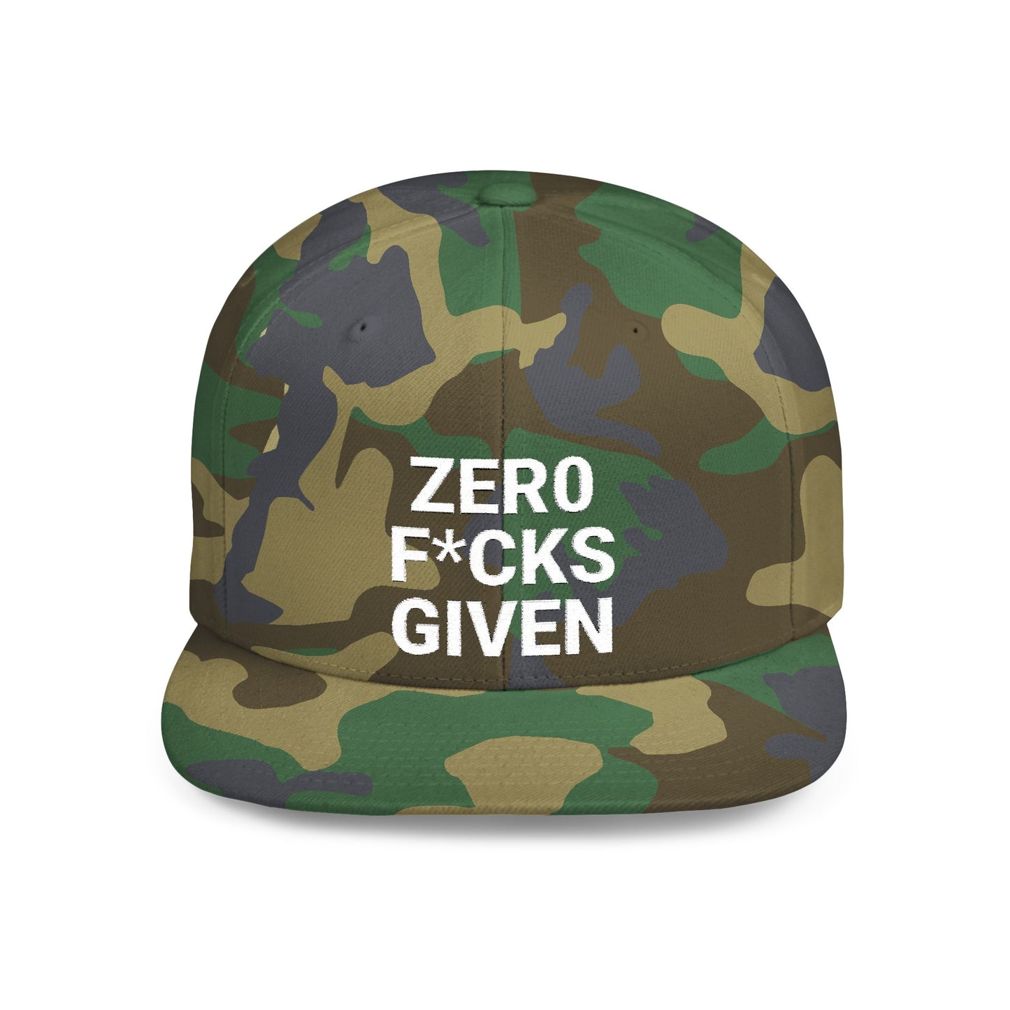 Camo Snapback Hat - ZERO F*CKS GIVEN Cap