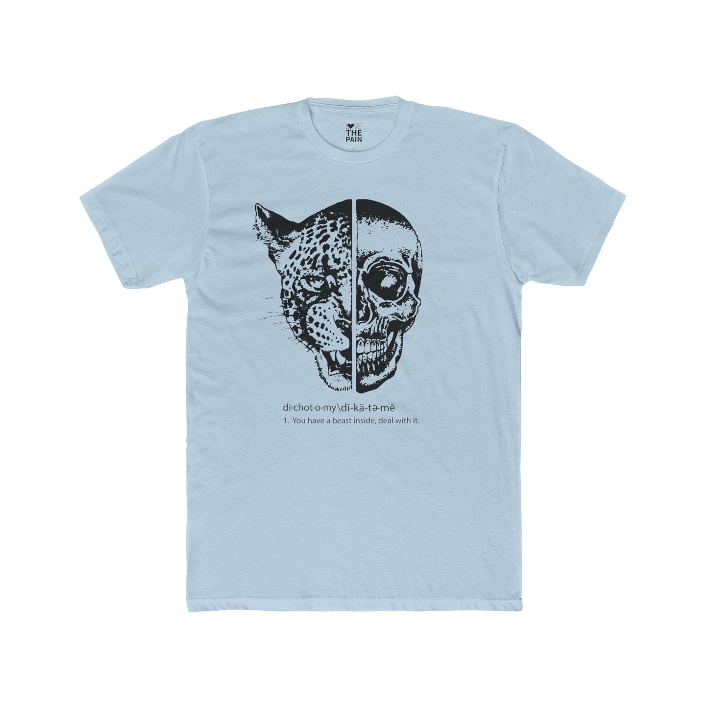 Dichotomy Graphic Unisex Cotton Crew Tee - Edgy Skull & Leopard Design