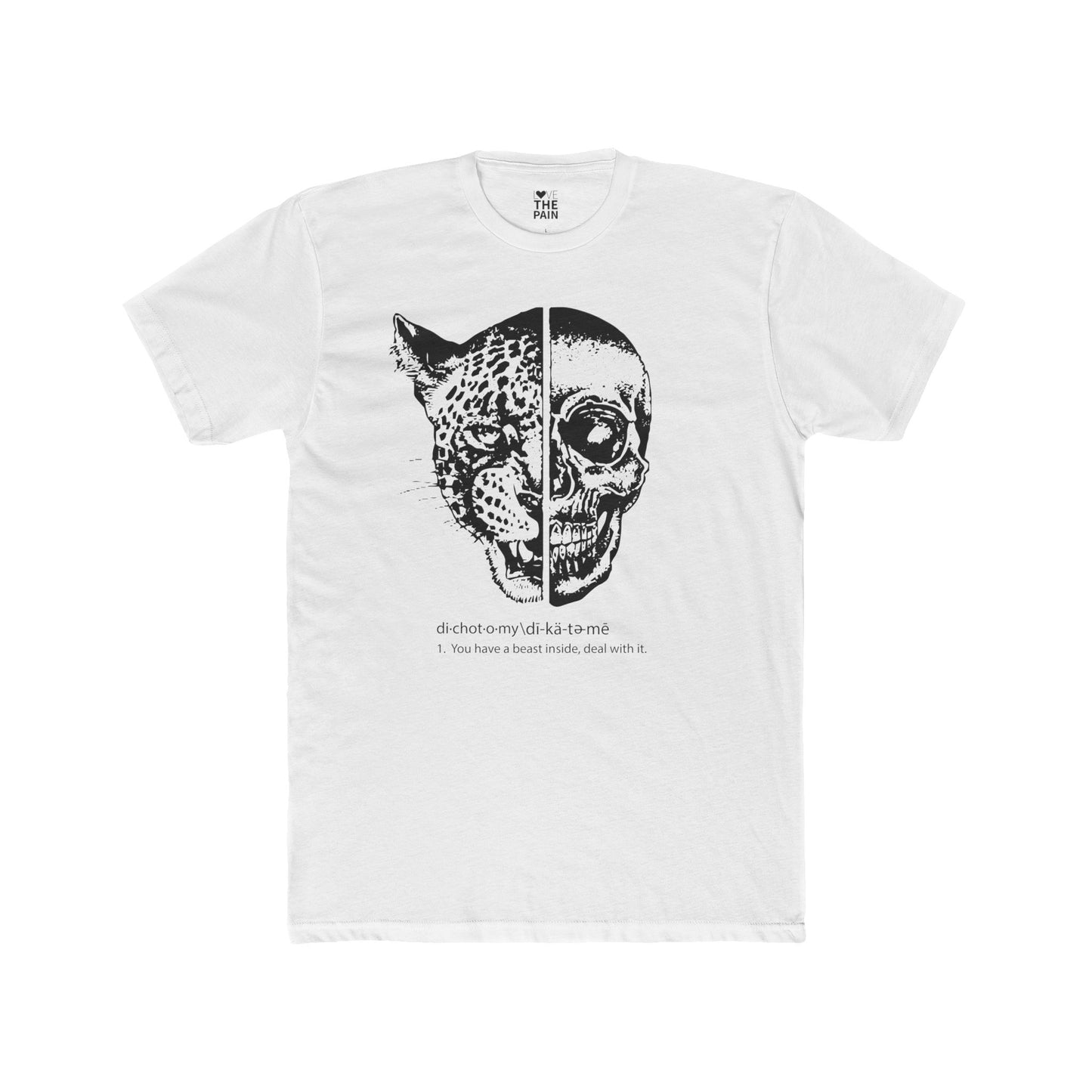 Dichotomy Graphic Unisex Cotton Crew Tee - Edgy Skull & Leopard Design