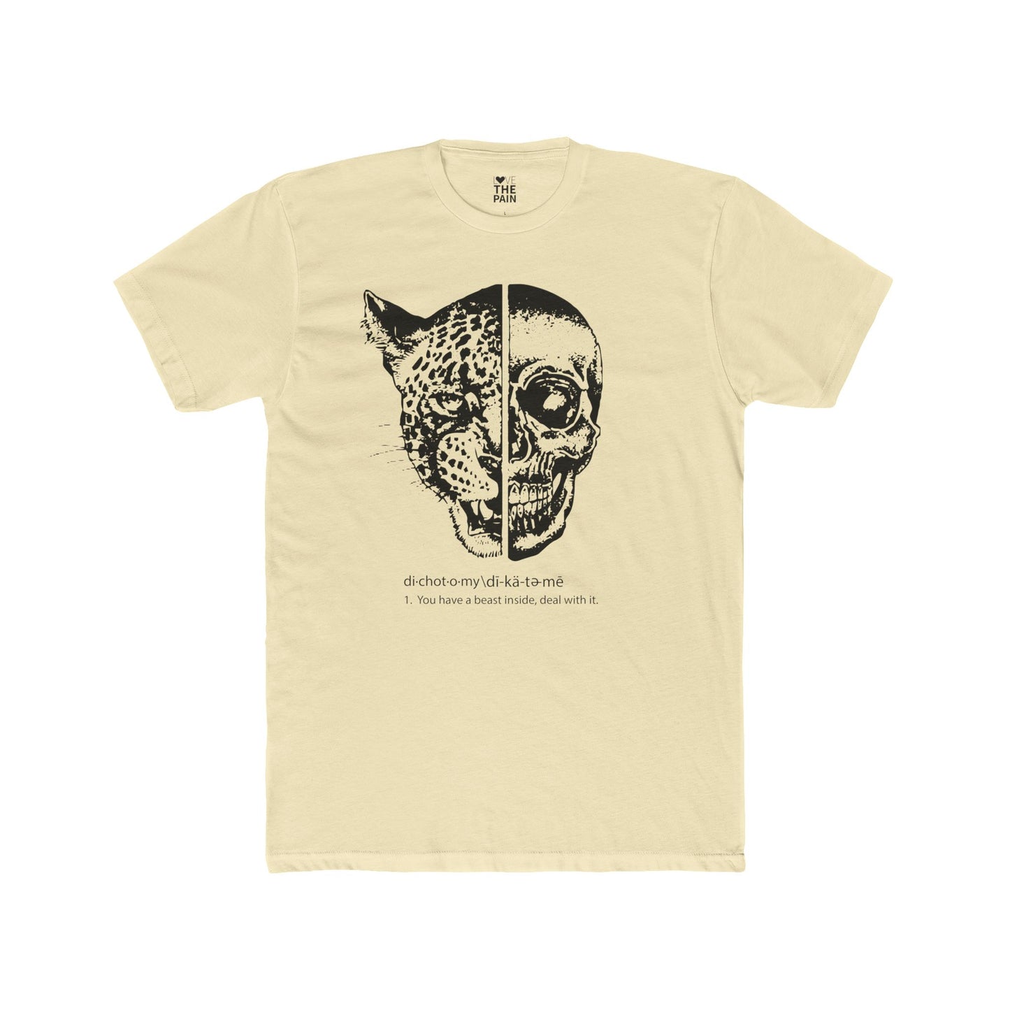 Dichotomy Graphic Unisex Cotton Crew Tee - Edgy Skull & Leopard Design