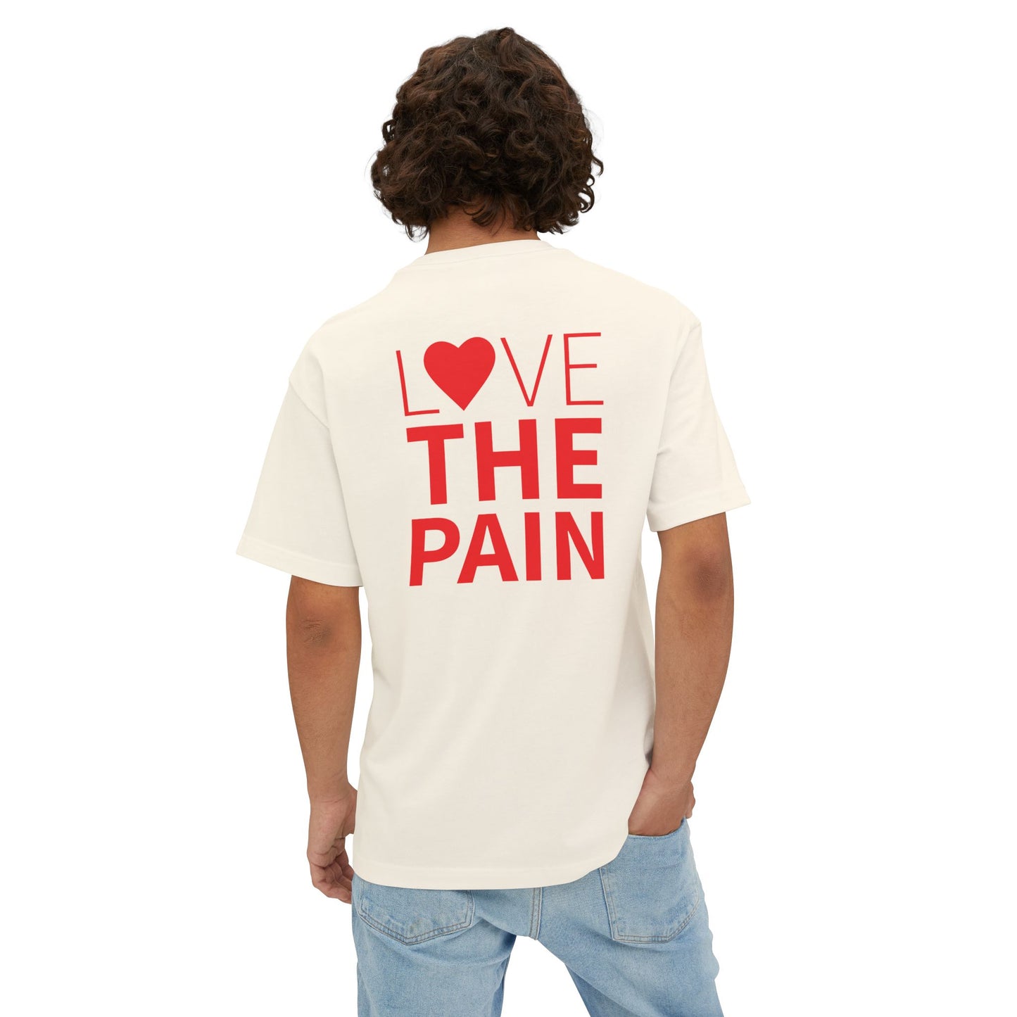 Unisex Oversized Boxy Tee - "Love the Pain" Red Graphic Tee