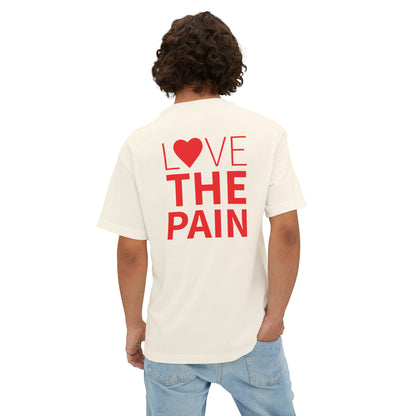 Unisex Oversized Boxy Tee - "Love the Pain" Red Graphic Tee