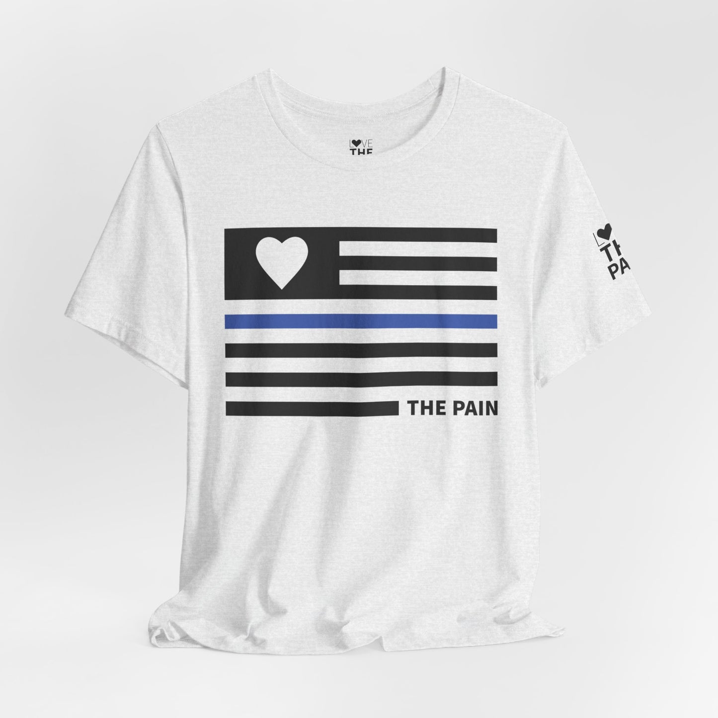 Unisex Jersey Short Sleeve Tee - Blue Line Heart Flag Inspired Design