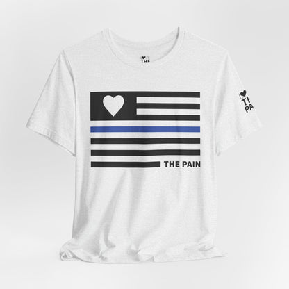 Unisex Jersey Short Sleeve Tee - Blue Line Heart Flag Inspired Design