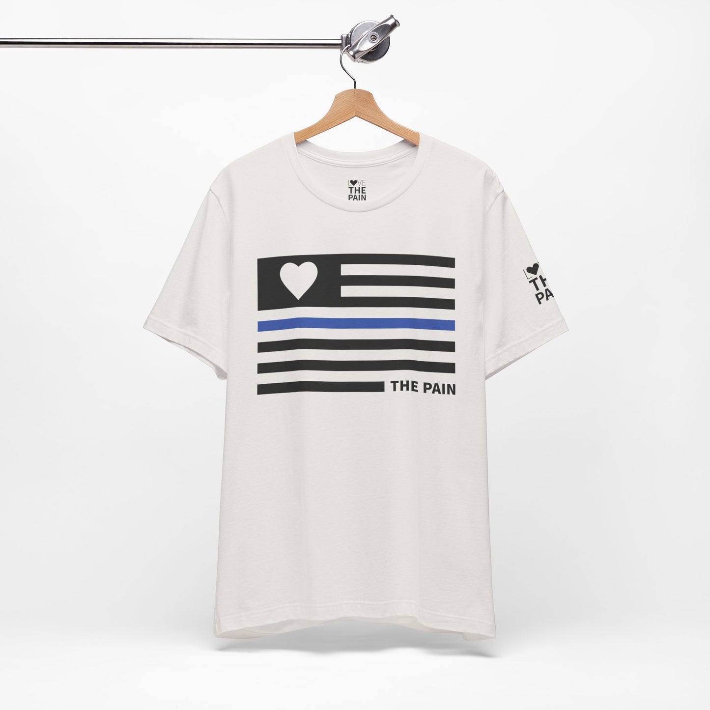 Unisex Jersey Short Sleeve Tee - Blue Line Heart Flag Inspired Design