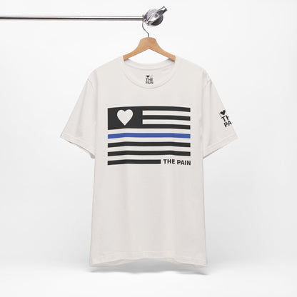 Unisex Jersey Short Sleeve Tee - Blue Line Heart Flag Inspired Design