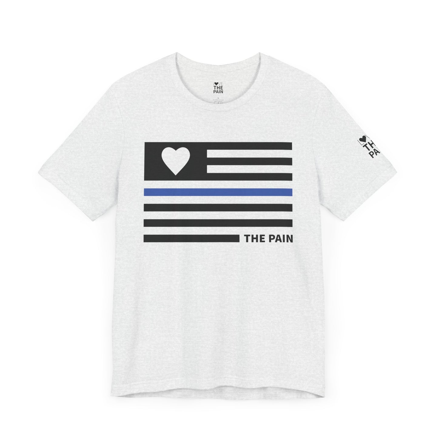 Unisex Jersey Short Sleeve Tee - Blue Line Heart Flag Inspired Design