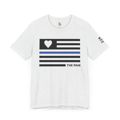Unisex Jersey Short Sleeve Tee - Blue Line Heart Flag Inspired Design