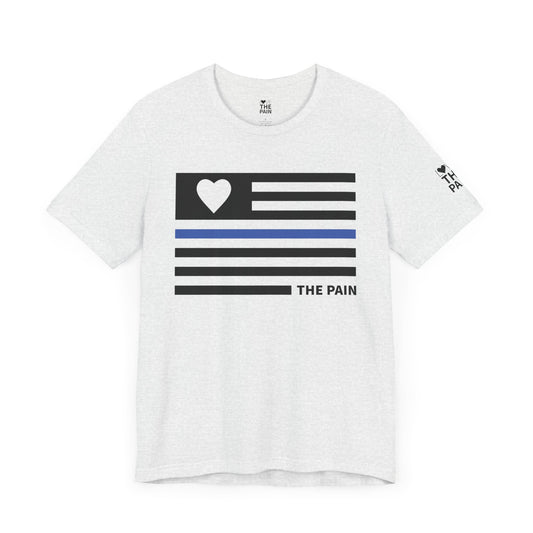 Unisex Jersey Short Sleeve Tee - Blue Line Heart Flag Inspired Design
