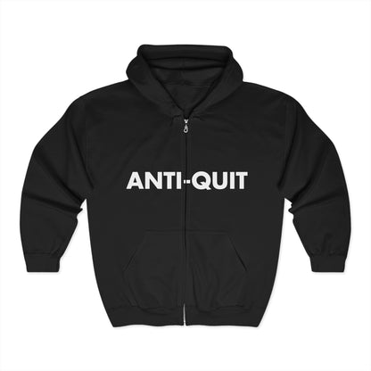 Unisex ‘ANTI-QUIT’ Heavy Blend Zip Hoodie – Motivational Sweatshirt for Everyday Wear