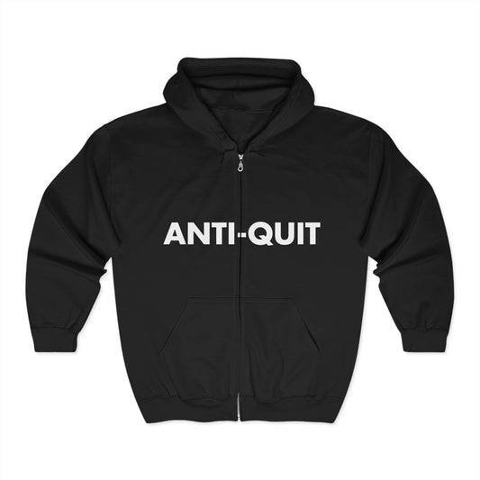 Unisex ‘ANTI-QUIT’ Heavy Blend Zip Hoodie – Motivational Sweatshirt for Everyday Wear