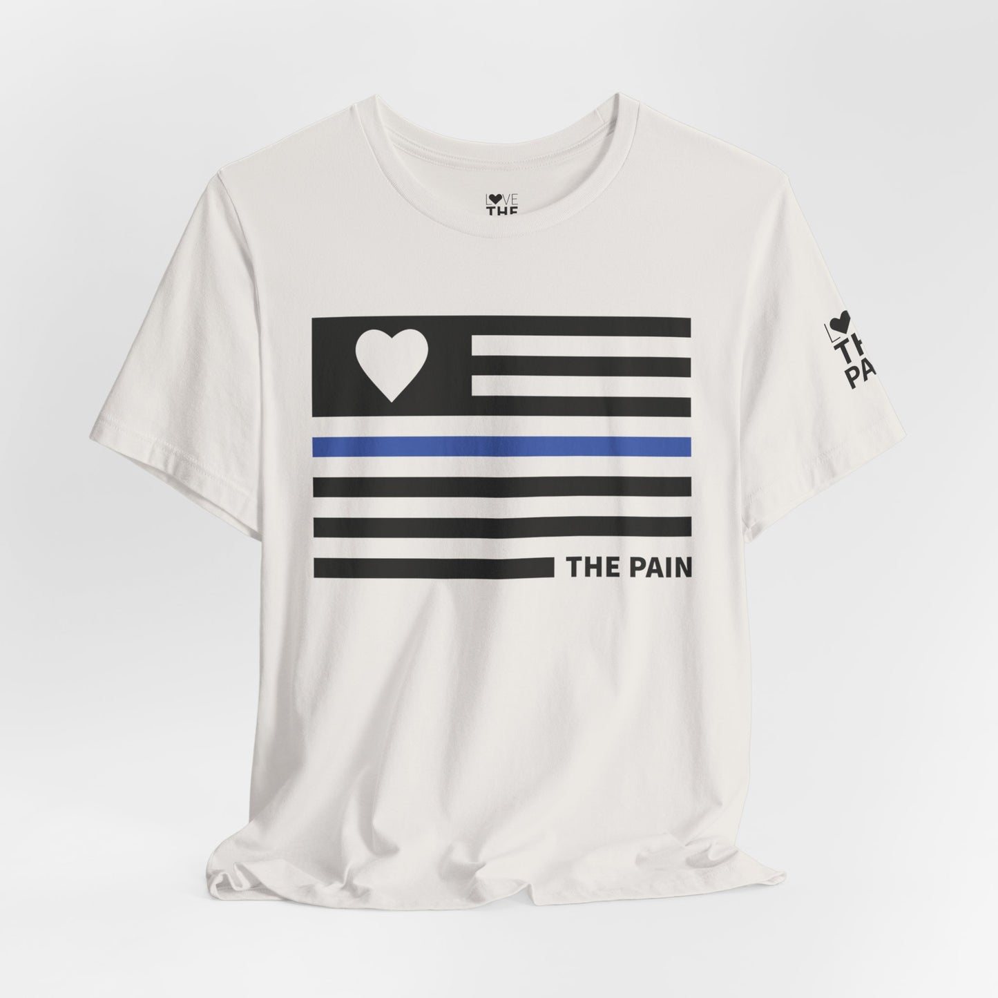 Unisex Jersey Short Sleeve Tee - Blue Line Heart Flag Inspired Design