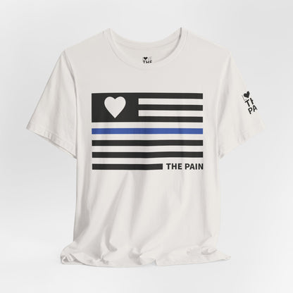 Unisex Jersey Short Sleeve Tee - Blue Line Heart Flag Inspired Design