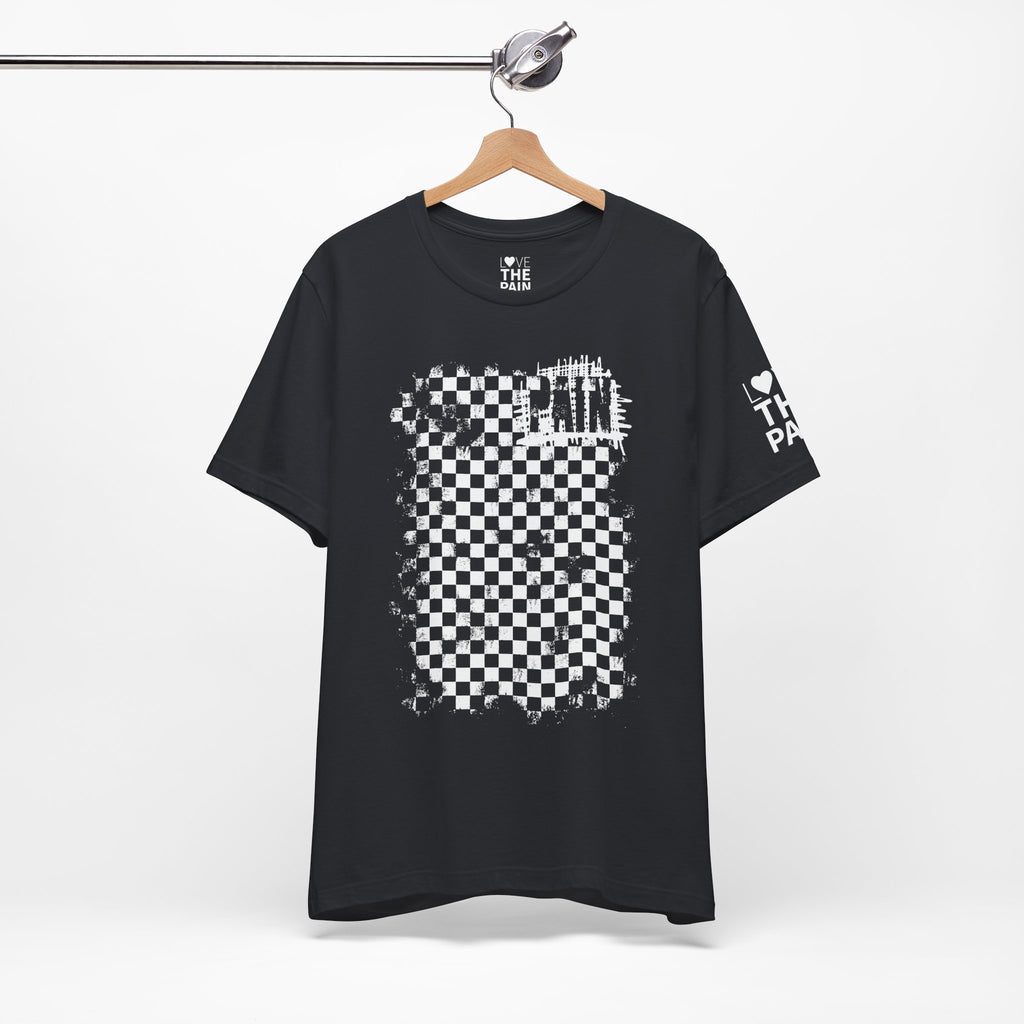 PAIN T-Shirt - Unisex Jersey Short Sleeve Tee with Checkered RAD Design