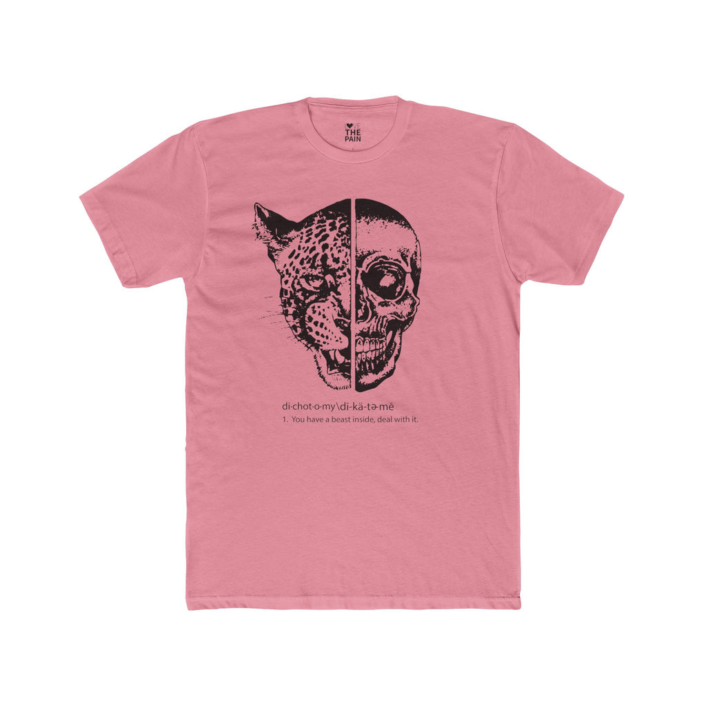 Dichotomy Graphic Unisex Cotton Crew Tee - Edgy Skull & Leopard Design