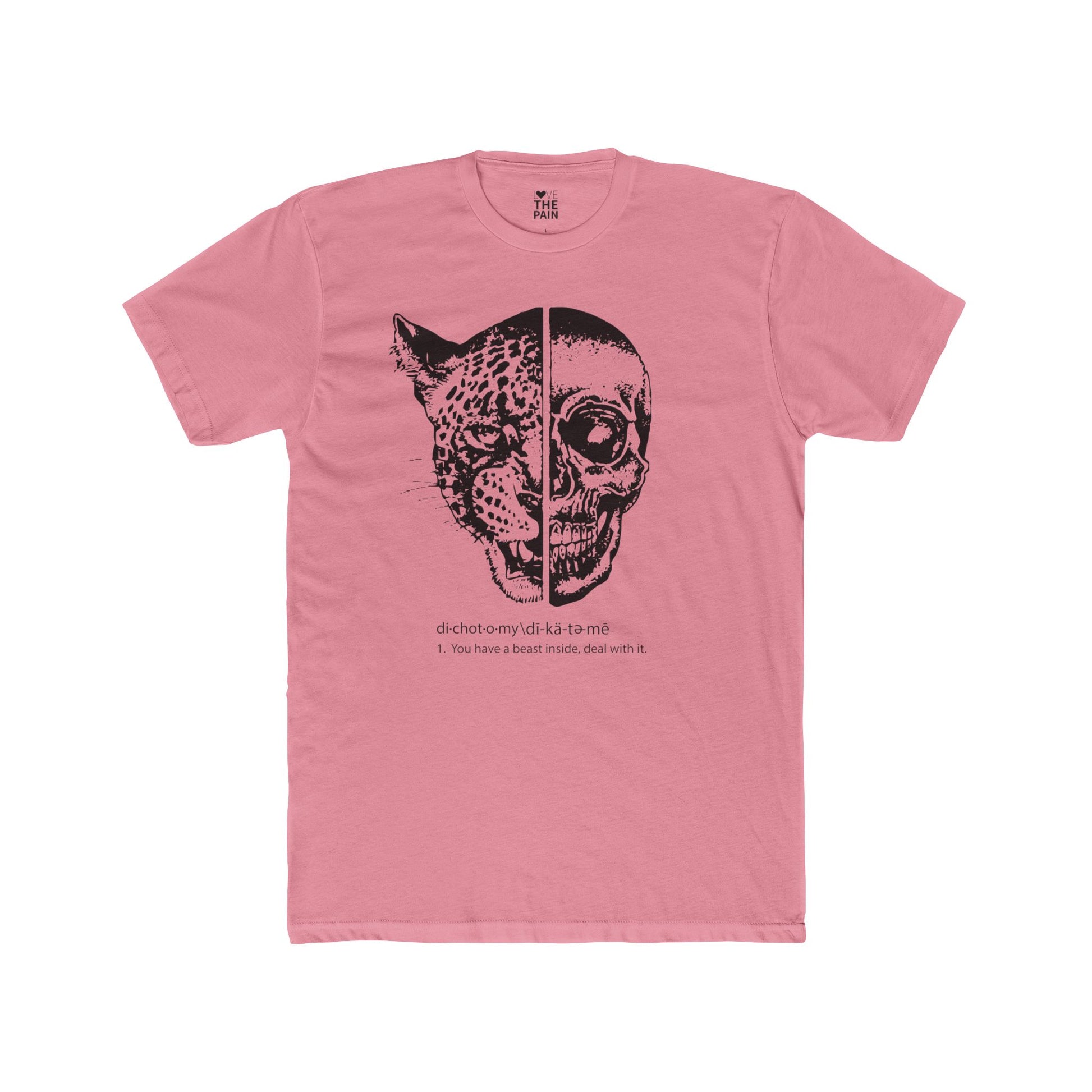 Dichotomy Graphic Unisex Cotton Crew Tee - Edgy Skull & Leopard Design