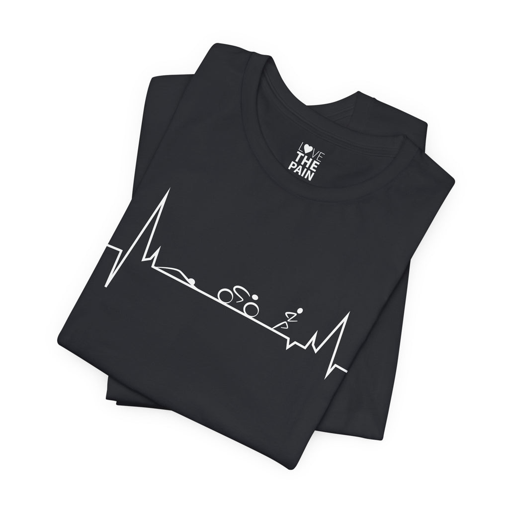 TriHeartbeat Cycling Unisex T-Shirt - Perfect Gift for Cyclists and Fitness Enthusiasts