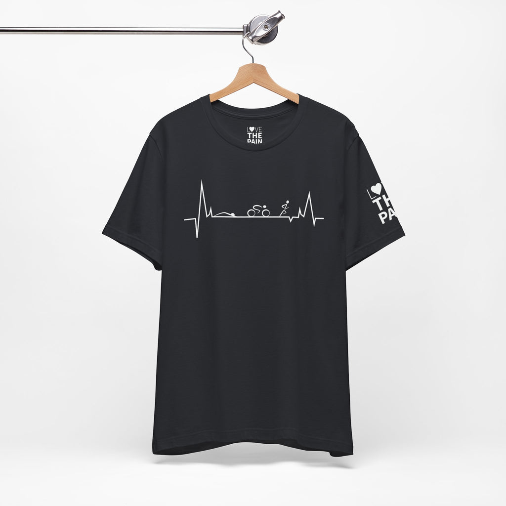 TriHeartbeat Cycling Unisex T-Shirt - Perfect Gift for Cyclists and Fitness Enthusiasts