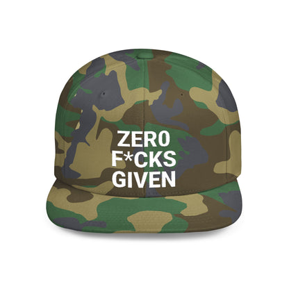 Camo Snapback Hat - ZERO F*CKS GIVEN Cap