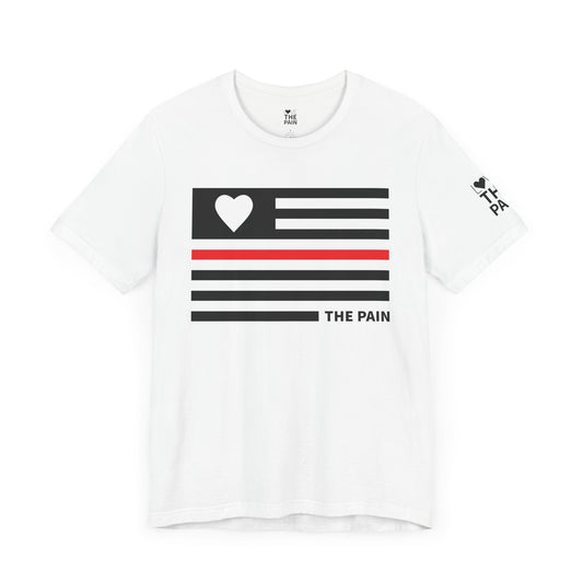 Unisex Jersey Short Sleeve Tee - Red Line Heart Flag Inspired Design