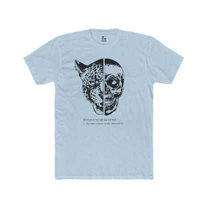 Dichotomy Graphic Unisex Cotton Crew Tee - Edgy Skull & Leopard Design