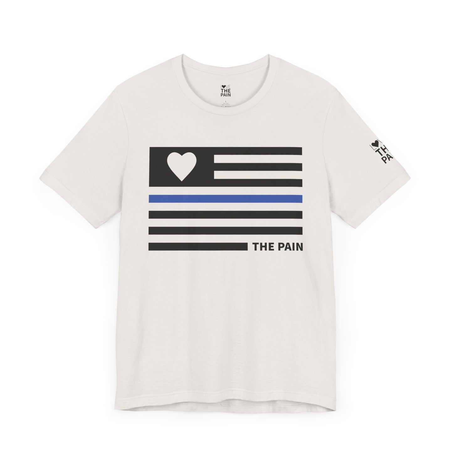 Unisex Jersey Short Sleeve Tee - Blue Line Heart Flag Inspired Design
