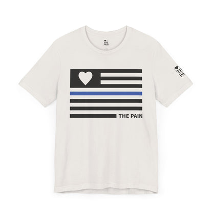 Unisex Jersey Short Sleeve Tee - Blue Line Heart Flag Inspired Design