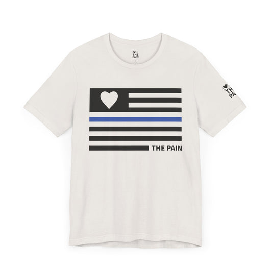 Unisex Jersey Short Sleeve Tee - Blue Line Heart Flag Inspired Design