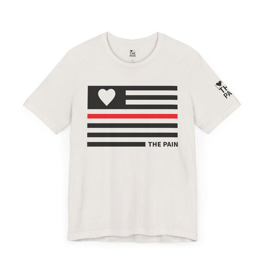 Unisex Jersey Short Sleeve Tee - Red Line Heart Flag Inspired Design