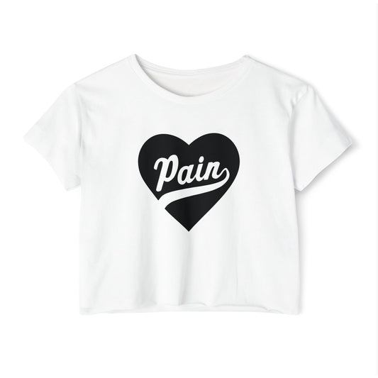 Women's Festival Crop Top - Love & Pain Heart Graphic Tee