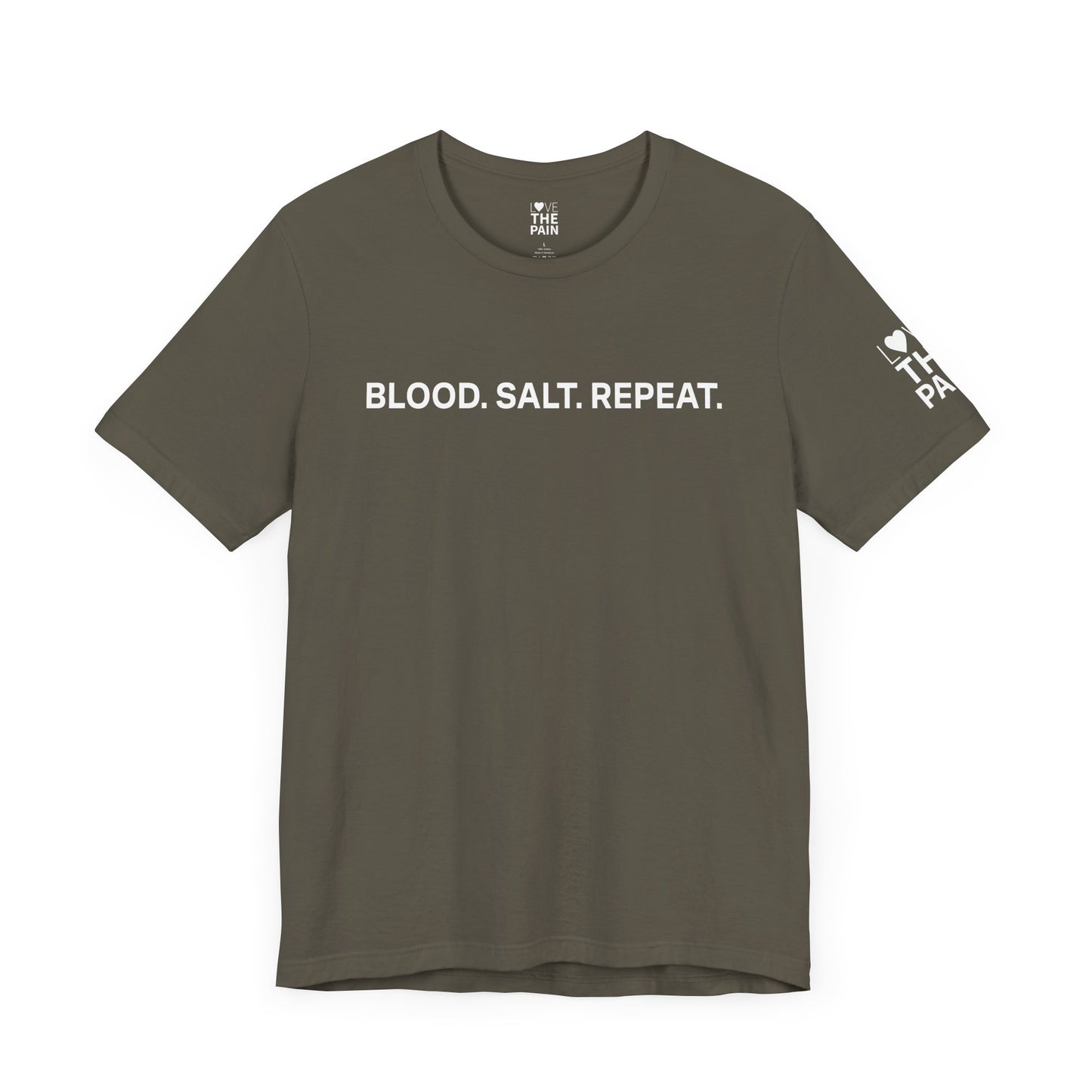 Motivational Fitness Tee - "Blood. Salt. Repeat." Unisex Jersey Short Sleeve Shirt