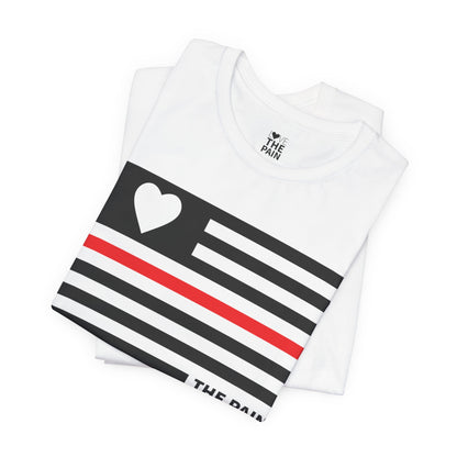 Unisex Jersey Short Sleeve Tee - Red Line Heart Flag Inspired Design