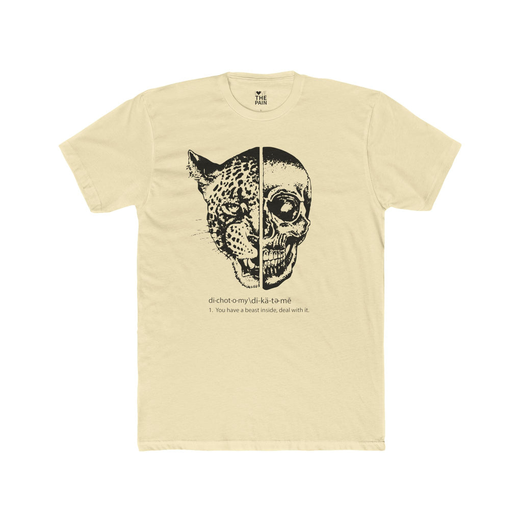 Dichotomy Graphic Unisex Cotton Crew Tee - Edgy Skull & Leopard Design
