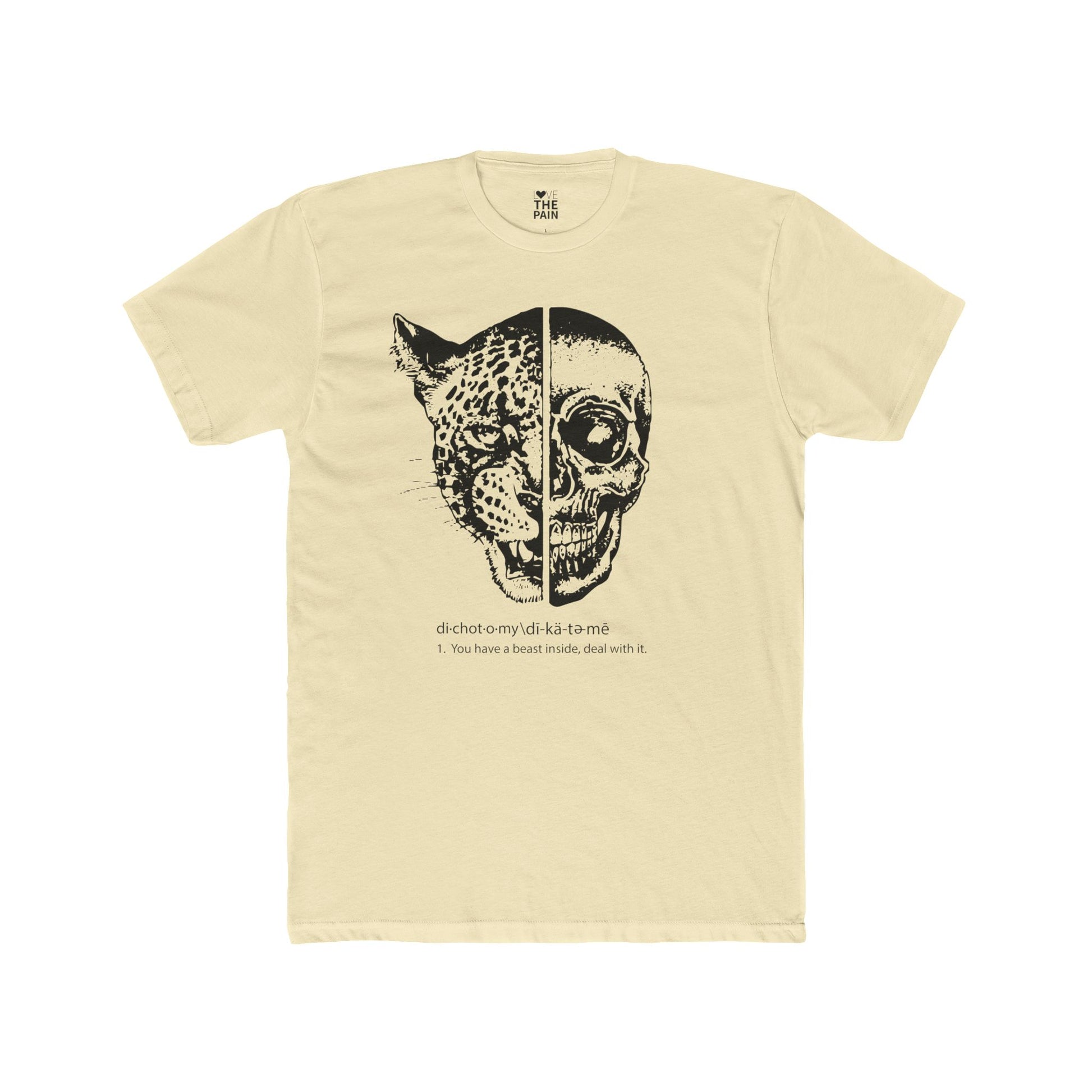 Dichotomy Graphic Unisex Cotton Crew Tee - Edgy Skull & Leopard Design